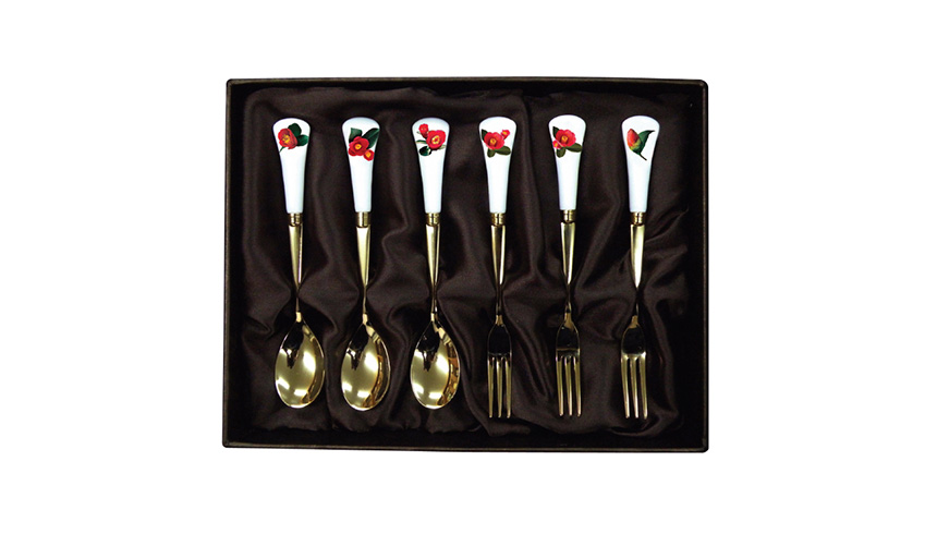 Camellia flower NEW Spoon, Fork Set